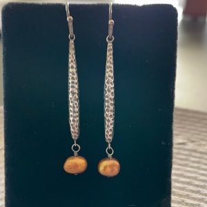 Silpada hammered earrings with bronze stones